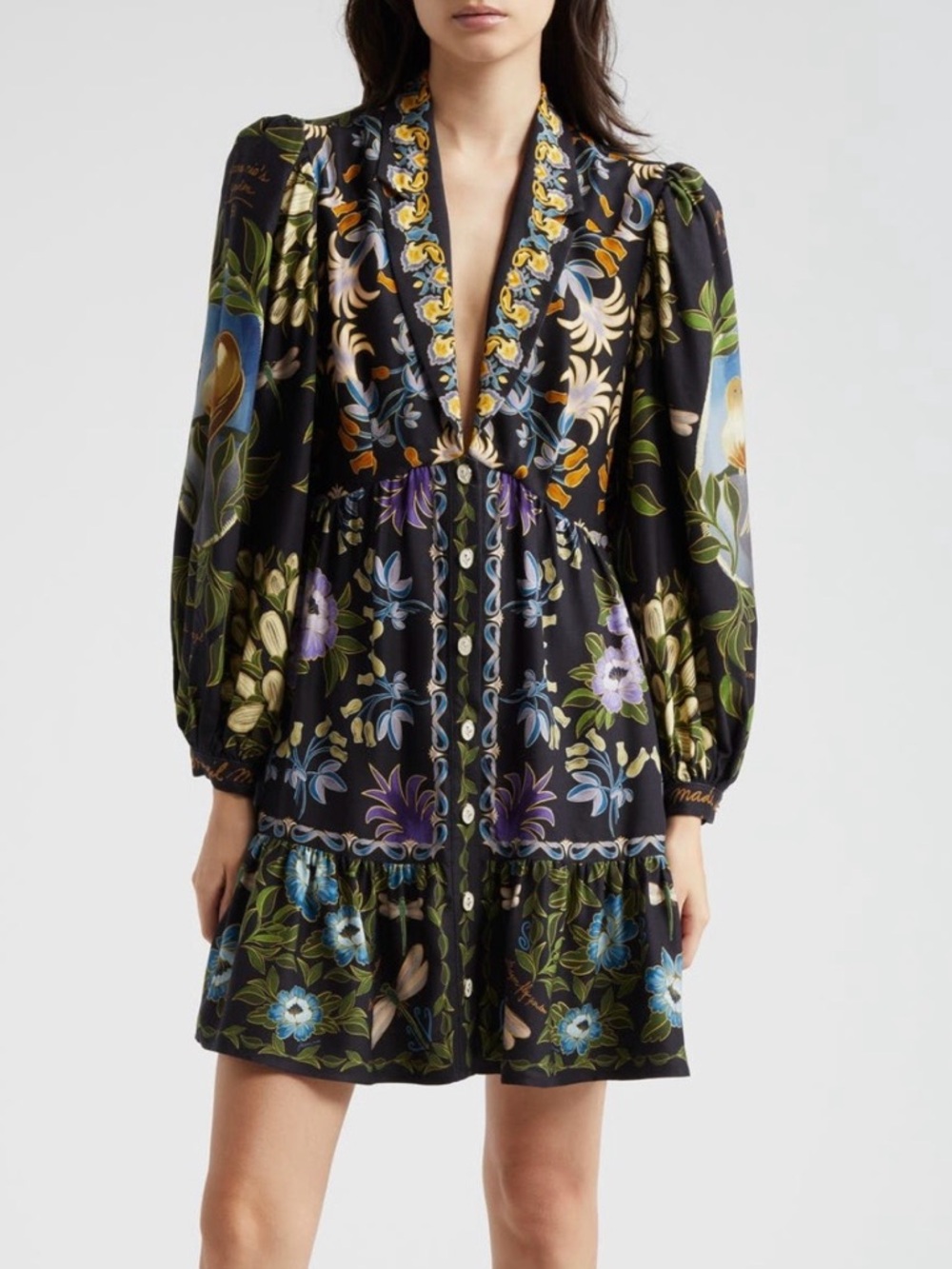 FARM Rio Black Winter Garden Mini Shirt Dress, NWT 🇧🇷